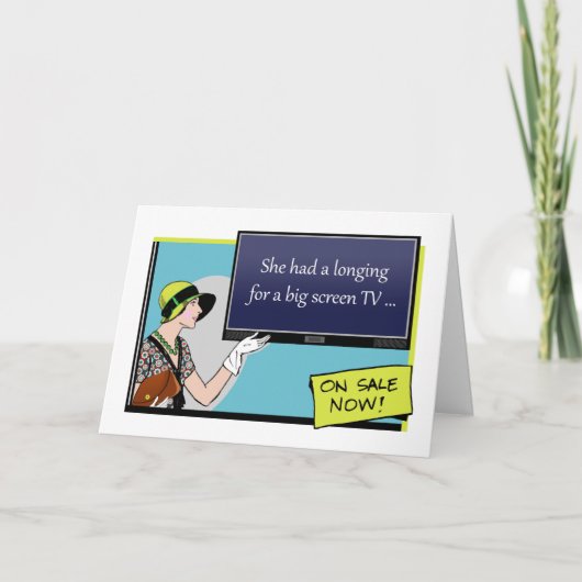 Verjaardag Verlangen, Retro Lady met TV Kaart (Voorkant)