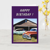 Verjaardag verlaten auto 1950 kaart (Gele Bloem)