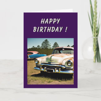 Verjaardag verlaten auto 1950 kaart