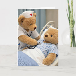 Verjaardag verpleegster teddybeer met een stethosc kaart