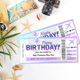 Verjaardag Verrassing Flight Gift Ticket Sjabloon Kaart