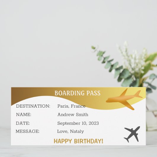 Verjaardag verrassing instapkaart cadeaukaart (Staand voorkant)