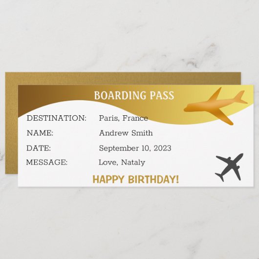 Verjaardag verrassing instapkaart cadeaukaart (Voorkant / Achterkant)