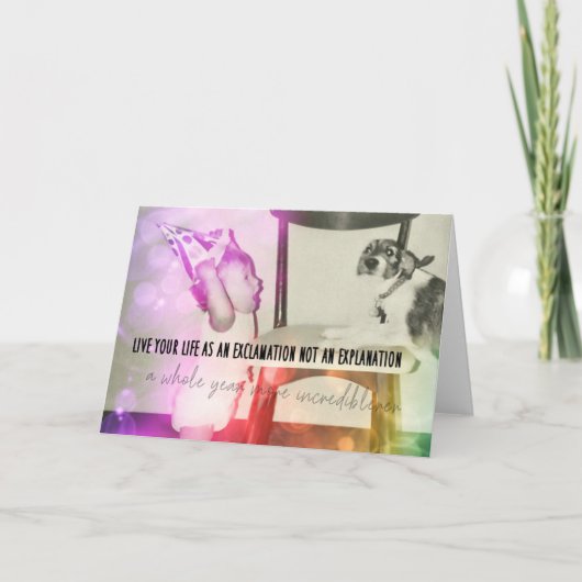 VERJAARDAG VERRASSING WENSKAART BEDANKKAART (Voorkant)