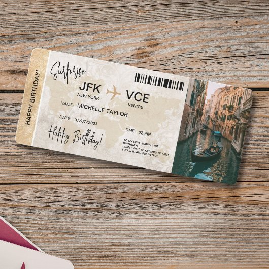Verjaardag verrassingsboardingtrip Ticket Kaart