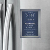 Verjaardag Verrassingsfeestje Elegant Navy Blauw & Magnetische Uitnodiging