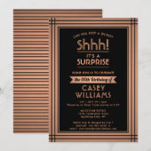 Verjaardag Verrassingsfeestje Elegant Zwart en Kop Kaart (Voorkant / Achterkant)