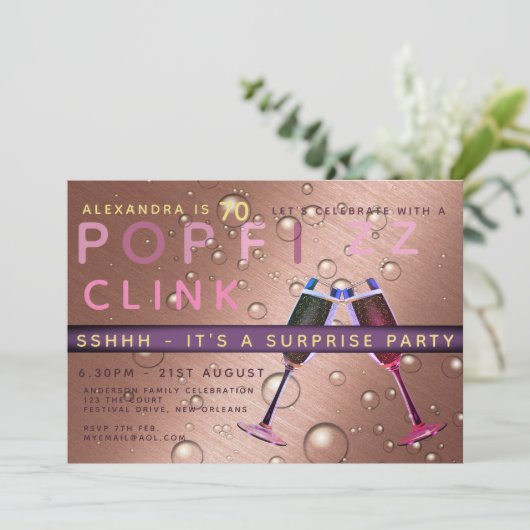 Verjaardag verrassingsroos goud champagne ELKE LEE Kaart (Staand voorkant)