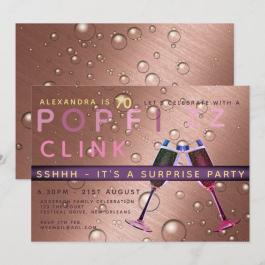 Verjaardag verrassingsroos goud champagne ELKE LEE Kaart (Voorkant / Achterkant)