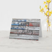 Verjaardag Vervagende Amerikaanse Vlag op Hout   Kaart (Gele Bloem)