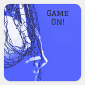 Verjaardag Vet Blauw Net & Volleybal Vierkante Sticker (Voorkant)