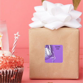 Verjaardag Vet Paarse Net & Volleybal Vierkante Sticker