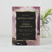 Verjaardag | Vette nep metalen Cassis penseelstree Kaart (Staand voorkant)