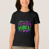 Verjaardag Vibes Neon Splatter Boys Tri-Blend Shirt (Voorkant)