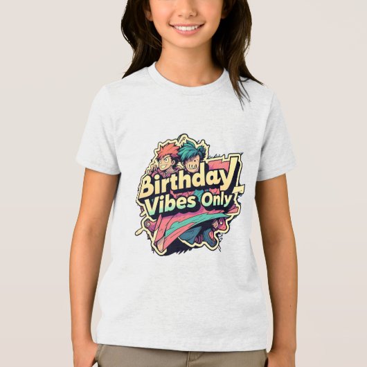 Verjaardag Vibes Only Anime Style jongens Tri-Blend Shirt (Voorkant)