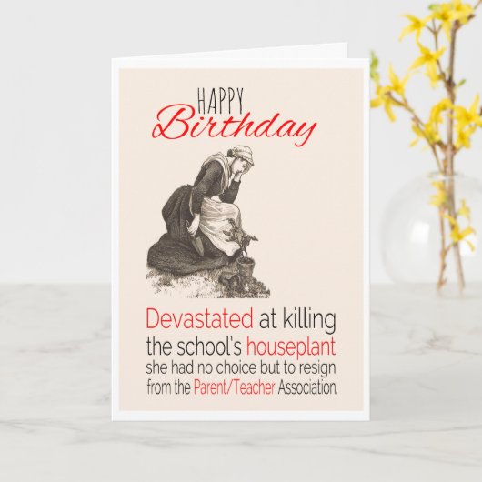 Verjaardag, Victoriaans Humor, het doden van schoo Kaart (Gele Bloem)