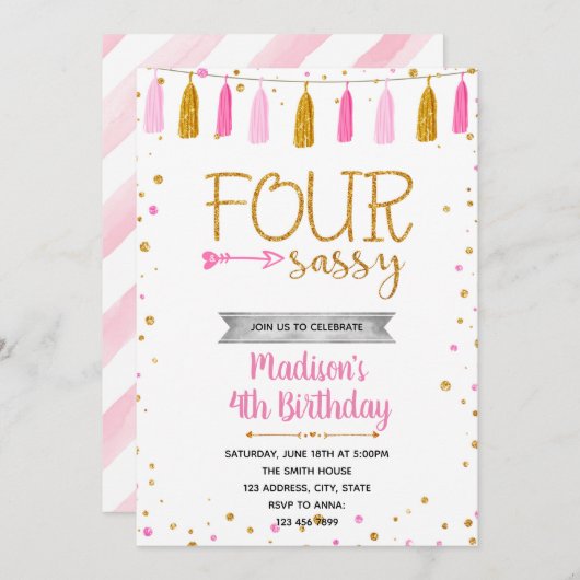 VERJAARDAG vier en brutaal Kaart (Voorkant / Achterkant)