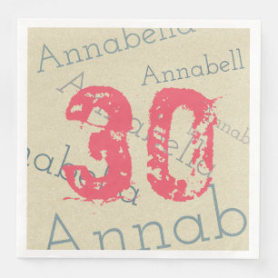 Verjaardag Viering Roze 30 Custom Naam en leeftijd Servet