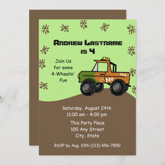 Verjaardag vierwielige vrachtwagen kaart (Voorkant / Achterkant)