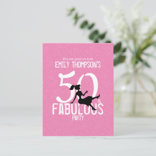 Verjaardag Vijftig en Fabulous Stijlvol Schattige Briefkaart (Staand voorkant)