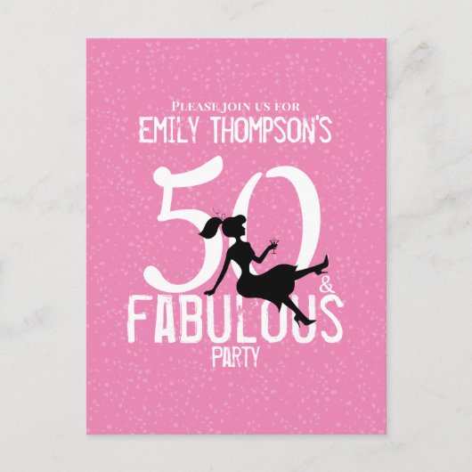 Verjaardag Vijftig en Fabulous Stijlvol Schattige Briefkaart (Voorkant)