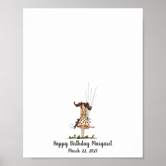 Verjaardag Vingerafdruk Guestbook voor een Baby Me Poster (Voorkant)