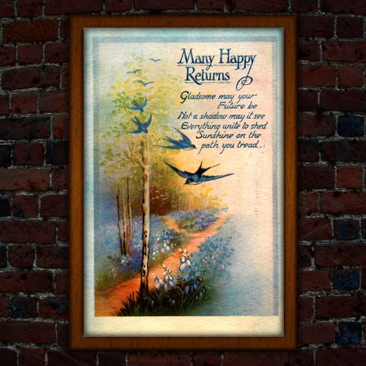 Verjaardag Vintage 1917 Zwaluwen Poster