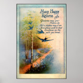 Verjaardag Vintage 1917 Zwaluwen Poster (Voorkant)