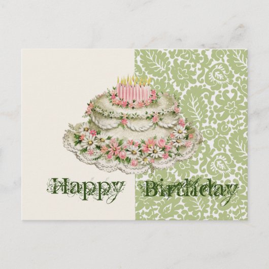 Verjaardag Vintage Cake Ansichtkaart Briefkaart (Voorkant)