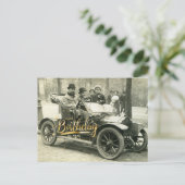 Verjaardag Vintage Oude Auto en Mensen Briefkaart (Staand voorkant)