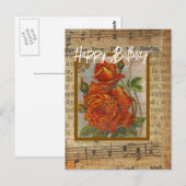 Verjaardag Vintage Rozen Collage Briefkaart (Voorkant / Achterkant)