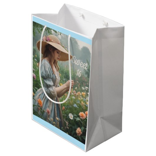 Verjaardag Vintage Sweet 16 Medium Cadeauzakje (Achterkant Gekanteld)