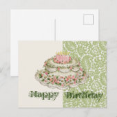 Verjaardag Vintage Taart Ansichtkaart Briefkaart (Voorkant / Achterkant)