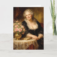 Verjaardag Vintage Vrouw die Poseert met Rozenboek