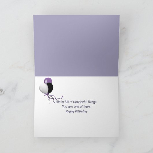 Verjaardag Violet Cosmos en Dew Drops Kaart (Binnen)