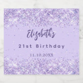 Verjaardag violette confetti elegant feest sparkling wijnetiket (Enkel label)