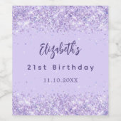 Verjaardag violette confetti elegant feest wijn etiket (Enkel label)