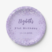 Verjaardag violette confetti elegant papieren bordje (Voorkant)