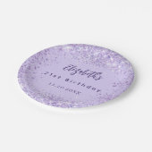 Verjaardag violette confetti elegant papieren bordje (Gekanteld)