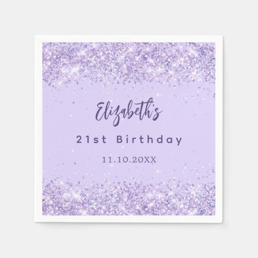Verjaardag violette confetti elegant servet (Voorkant)