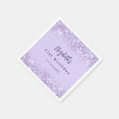 Verjaardag violette confetti elegant servet (Hoek)