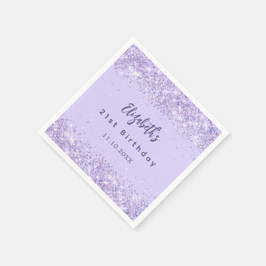 Verjaardag violette confetti elegant servet (Hoek)