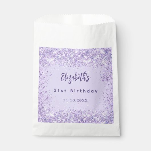 Verjaardag violette confetti stijlvol bedankzakje (Voorkant)