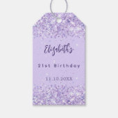 Verjaardag violette confetti stijlvol cadeaulabel (Voorkant)