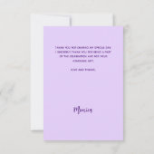 Verjaardag violette foto eenvoudig elegant bedankkaart (Achterkant)