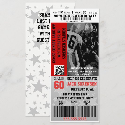 Verjaardag VIP Voetbalticket Sportviering Kaart (Voorkant / Achterkant)