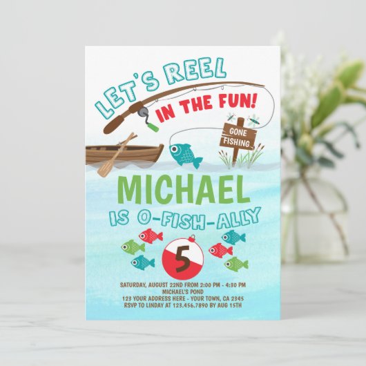 Verjaardag Visvangst Kaart (Staand voorkant)