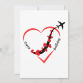 Verjaardag Vliegtuig Hart Vliegtuigbediende Feestdagenkaart (Voorkant)