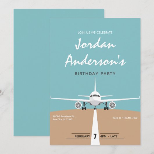 Verjaardag vliegtuig kaart (Voorkant / Achterkant)