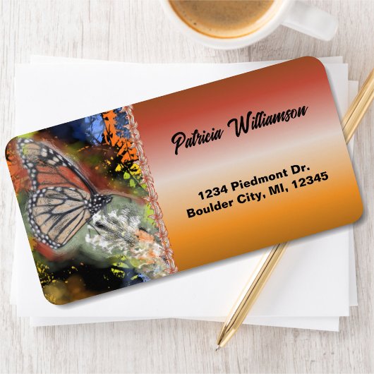 Verjaardag vlinder adres etiket